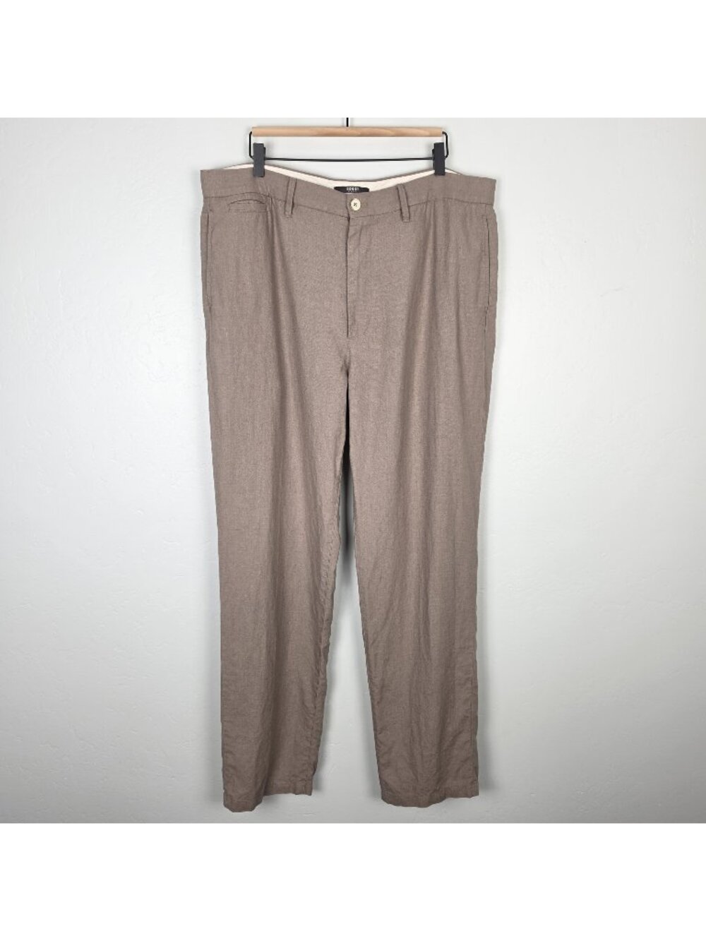Boggi Milano Leo Linen Pants Trousers Light Brown Tan Size 38 (39.5x32.5)